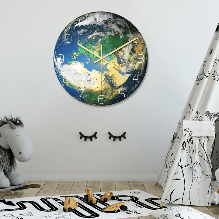 CC091 Creative Luminous Europe Earth Wall Clock Mute Wall Clock Quartz Wall Clock for Home Office Decorations - MRSLM