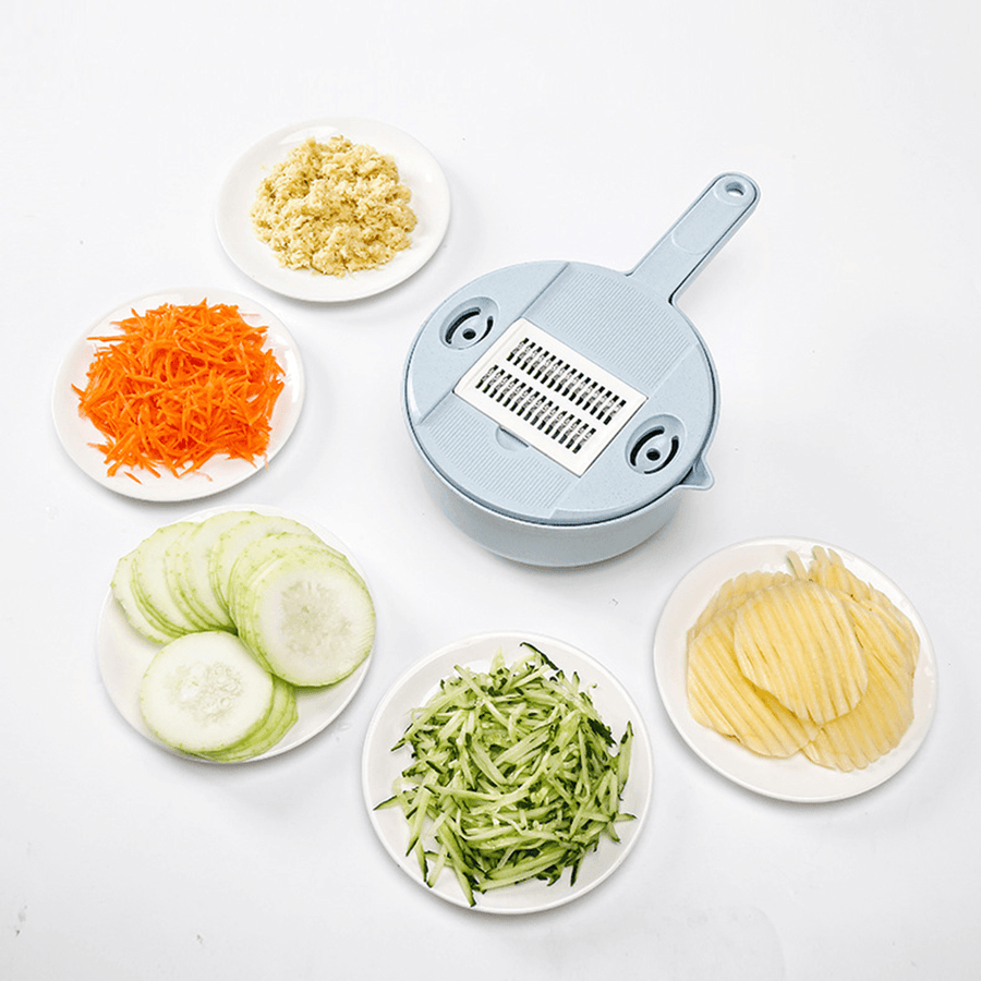 (6 In) Multifunctional Manual Vegetable Fruit Potato Cutting Cutter Disc Processor Chopper Machine Kitchen Slicer Tools Set Stainless Steel - MRSLM