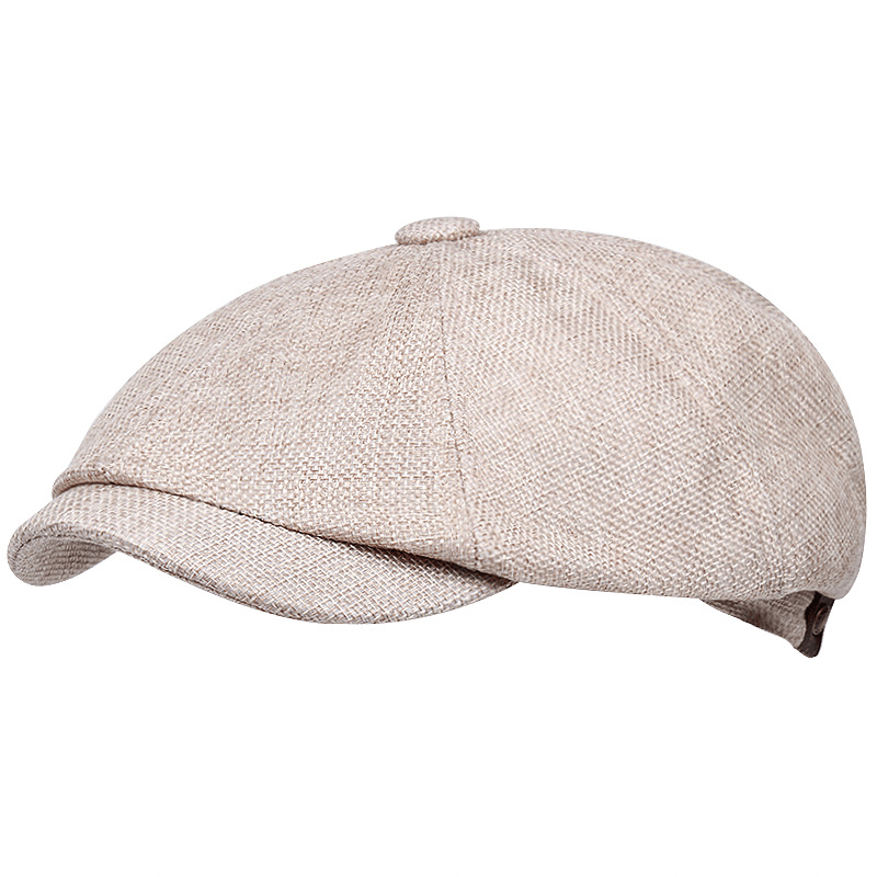 retro linen newsboy beret, view 8 - MRSLM