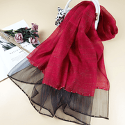 elegant pearl silk scarf shawl, view 6 - MRSLM