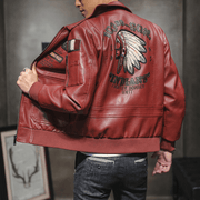 Men's PU leather embroidered motorcycle jacket - MRSLM