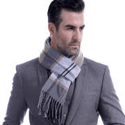 men's extra long grid scarf, view 2 - MRSLM