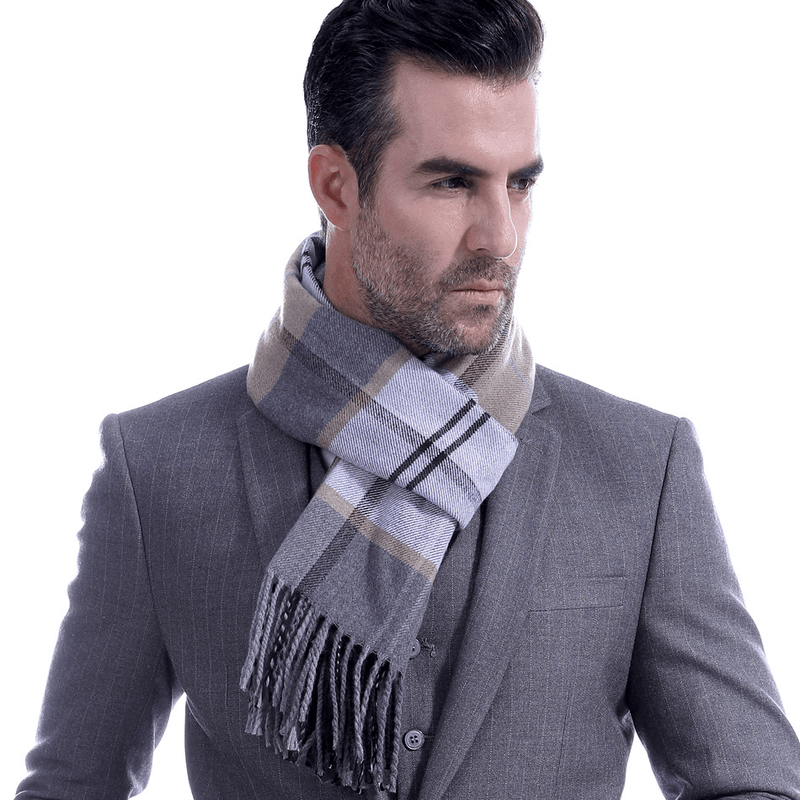 men's extra long grid scarf, view 2 - MRSLM