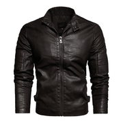 Men's slim PU leather jacket, view 3 - MRSLM