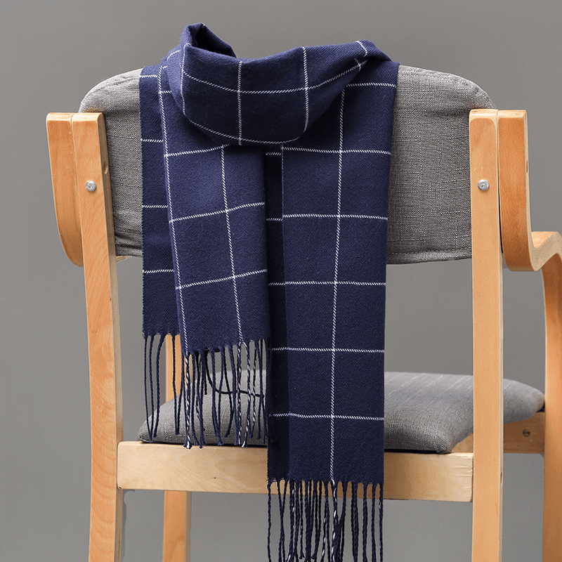 plaid imitation cashmere tassel scarf, view 12 - MRSLM