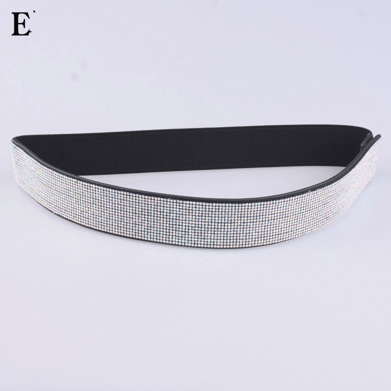 Women's rhinestone elastic wide belt, view 7 - MRSLM