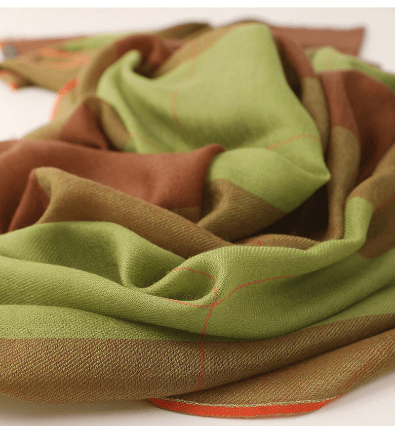 Multicolor plaid long scarf, view 5 - MRSLM