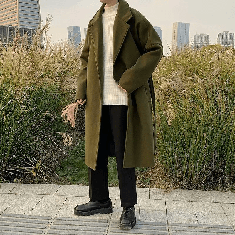 men's mid-length korean style coat - MRSLM