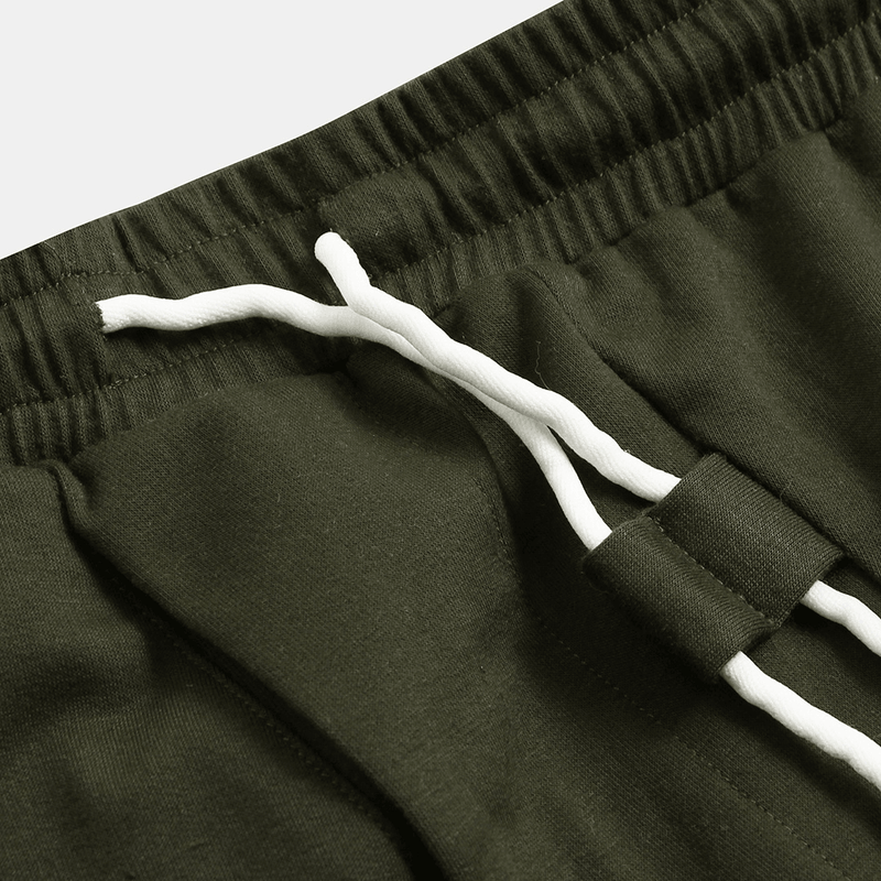 Men's army green cotton shorts, view 7 - MRSLM