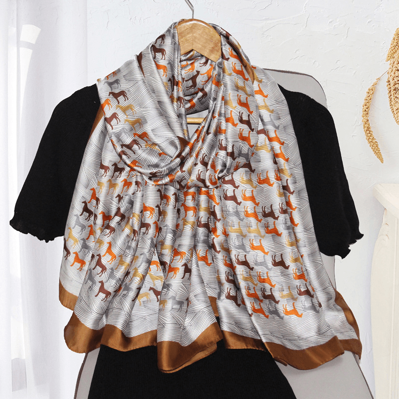 women's large faux silk scarf, view 9 - MRSLM