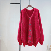 women's knitted poncho sweater coat, view 4 - MRSLM