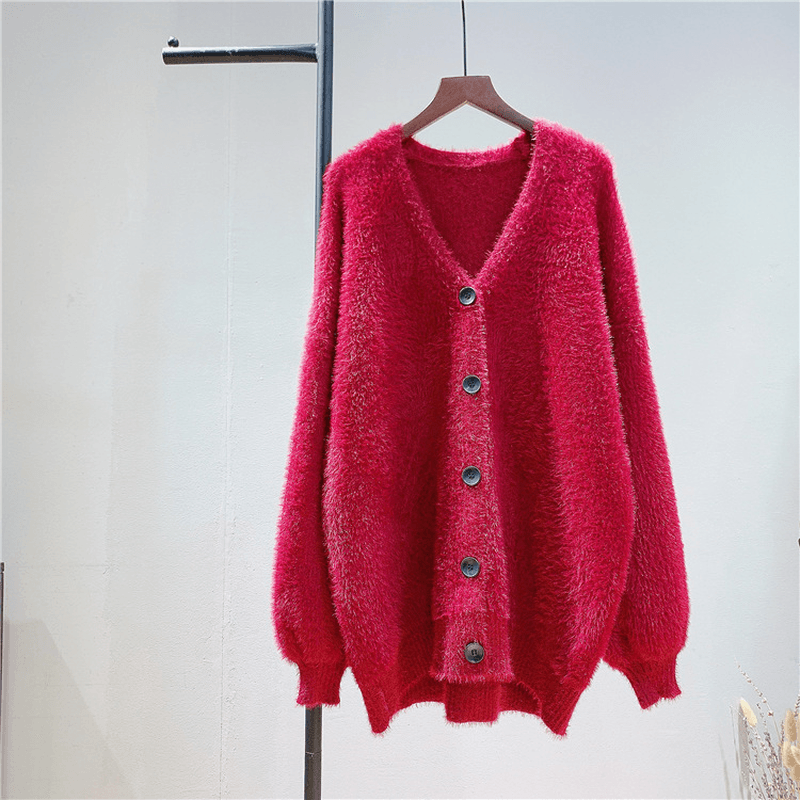 women's knitted poncho sweater coat, view 4 - MRSLM