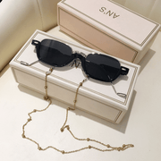 Half-frame oval sunglasses with chain, view 7 - MRSLM