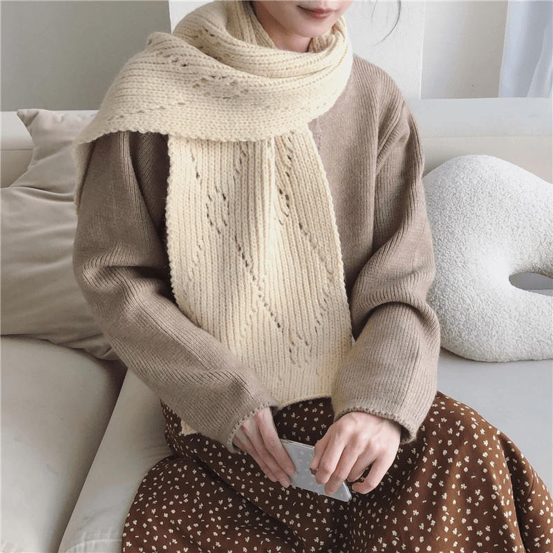knitted hollow warm scarf, view 7 - MRSLM