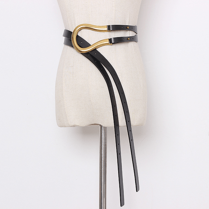 women's horseshoe buckle cowhide belt, view 9 - MRSLM