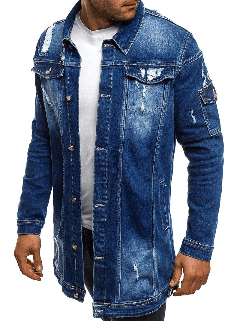 men's ripped denim jacket, view 3 - MRSLM