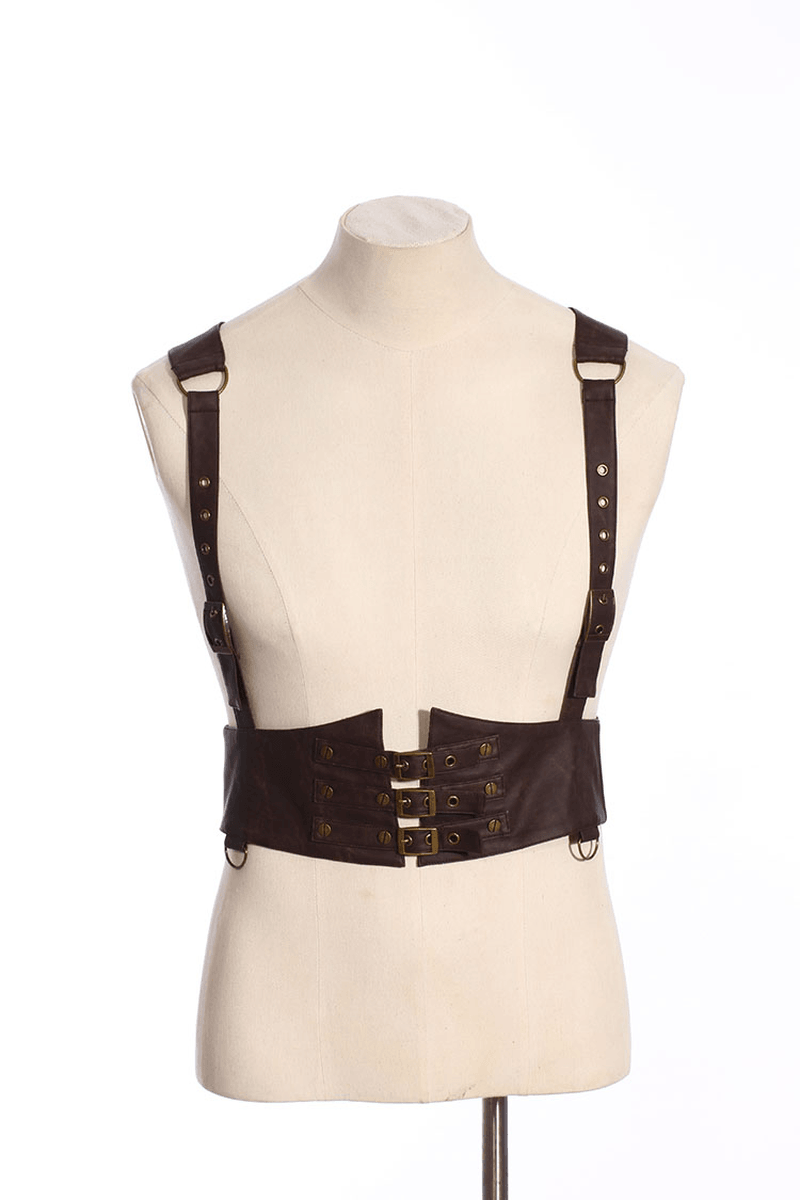 brown double-breasted short vest, view 3 - MRSLM