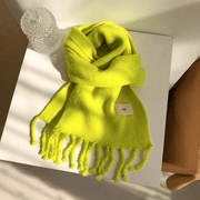 solid color tassel knitted scarf - MRSLM