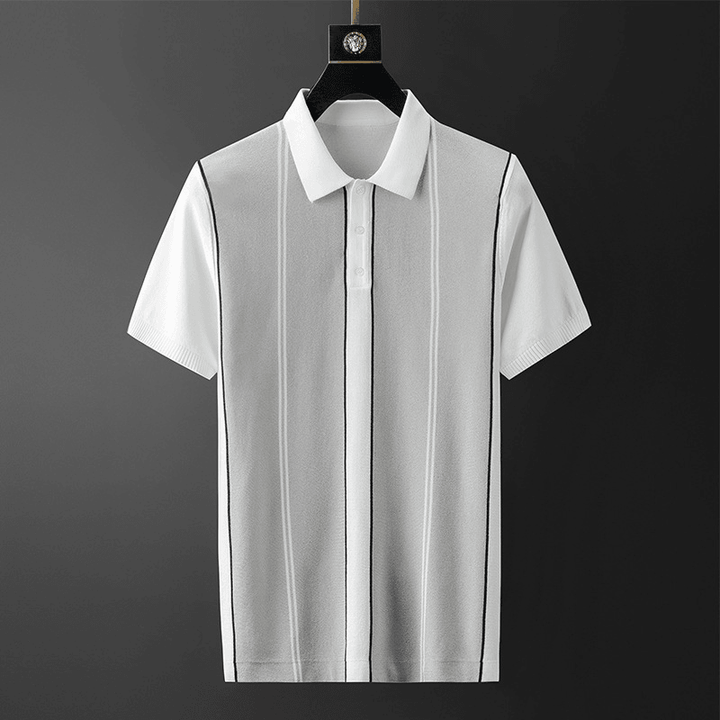 The New Ice Silk Shirt Men'S Shirt Lapel Color Matching - MRSLM