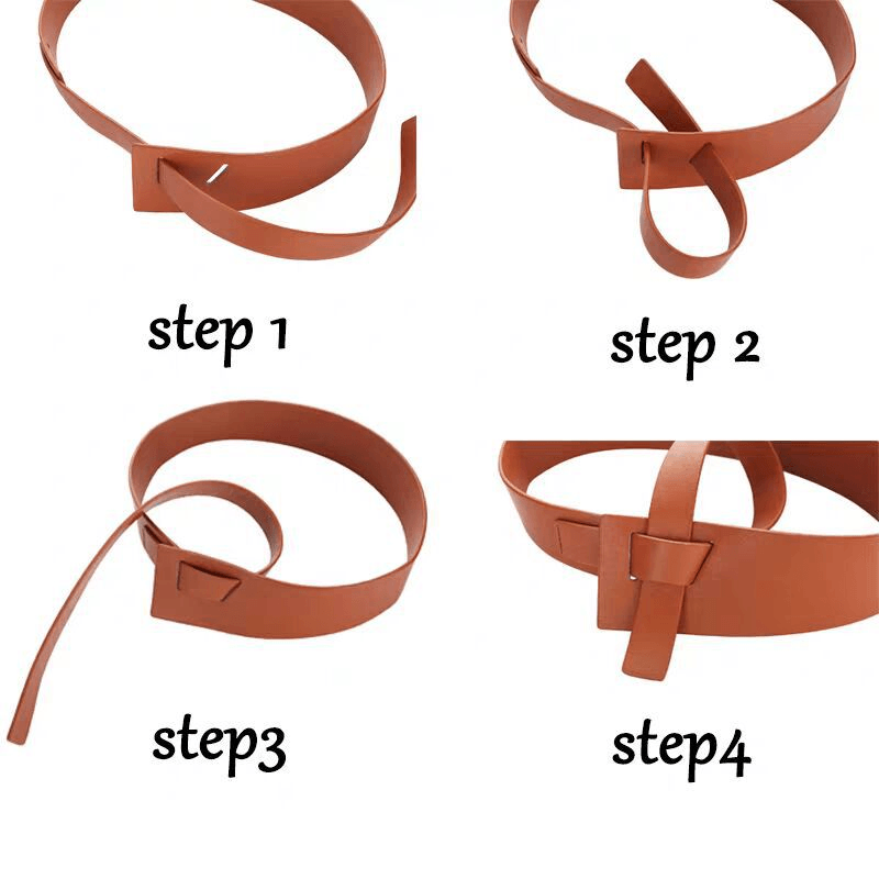 women's extra wide knotted faux leather belt, view 3 - MRSLM