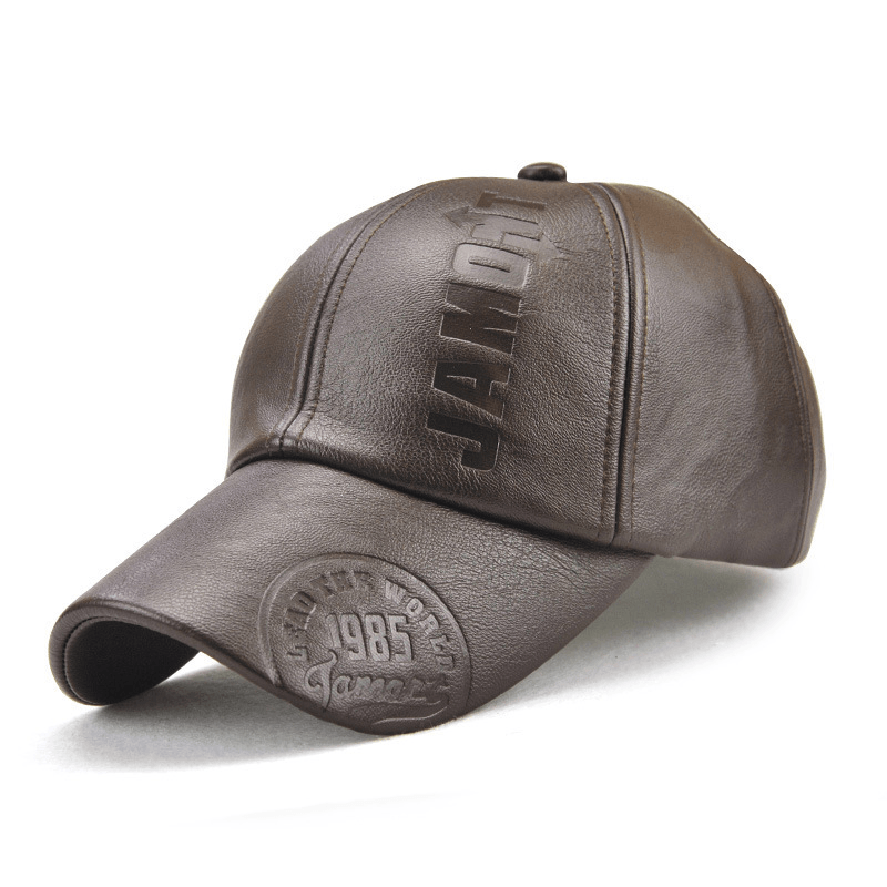 Men's imitation leather baseball cap, view 3 - MRSLM