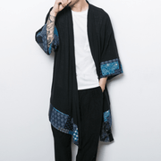 men's loose mid-length linen trench coat, view 6 - MRSLM