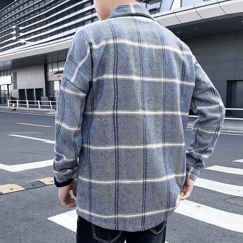 Men's retro woolen plaid coat, view 5 - MRSLM