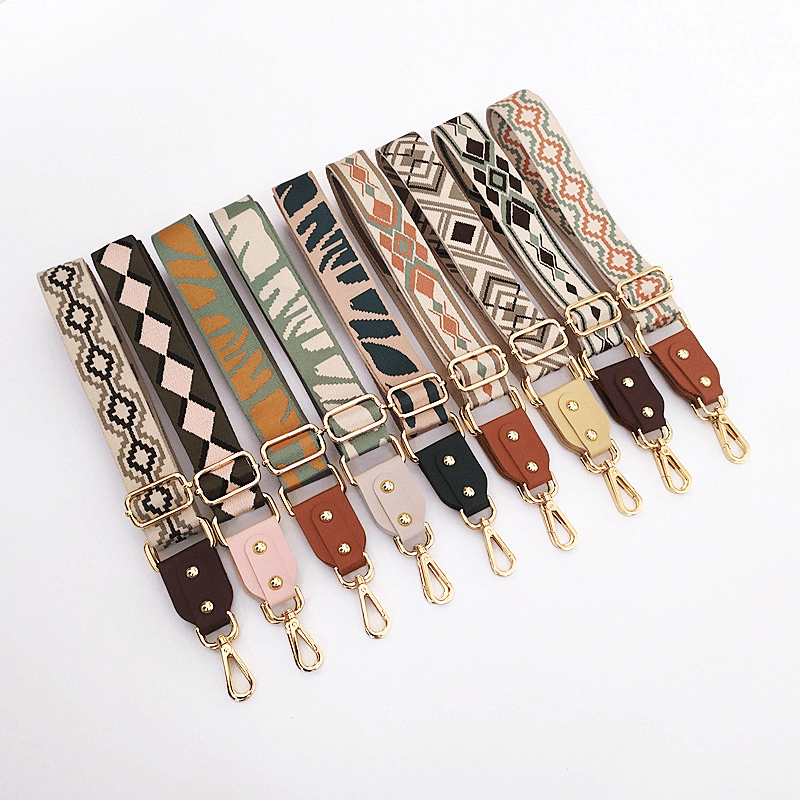 adjustable jacquard bag strap with leather, view 24 - MRSLM