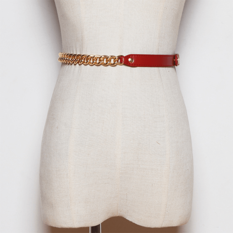 Women's PU leather waist chain belt - MRSLM