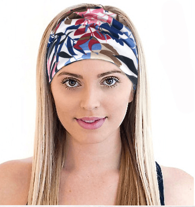 bohemian print wide elastic headband, view 2 - MRSLM