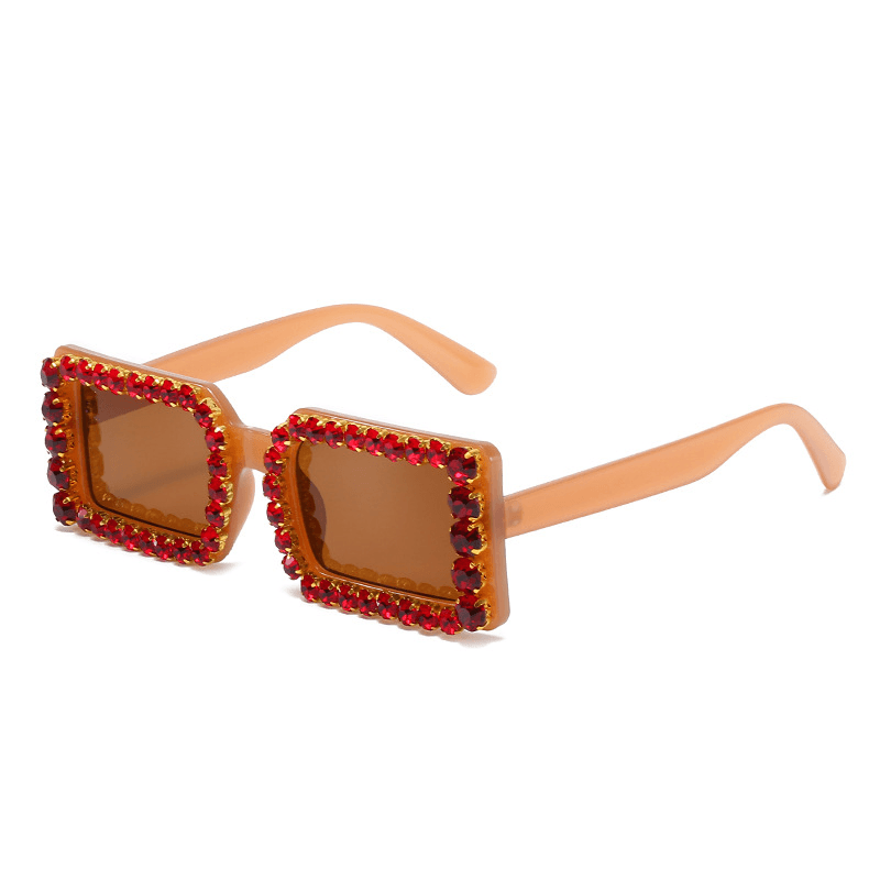 women's diamond-studded square glasses, view 2 - MRSLM