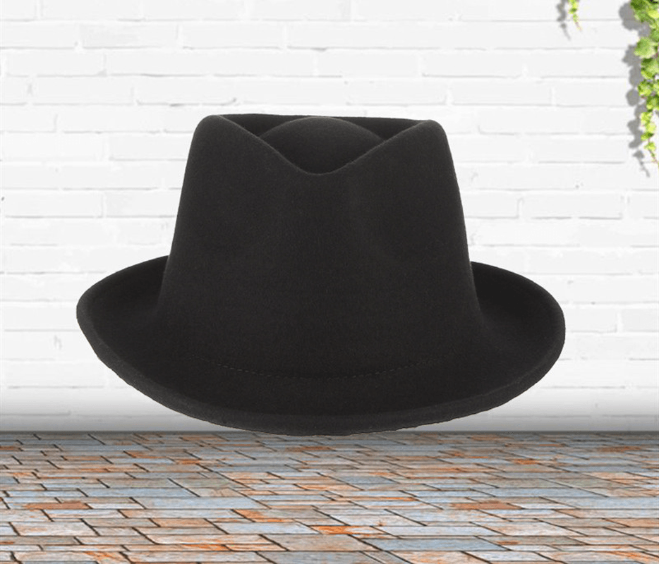 High-Grade Wool Curled Jazz Hat Wool Top Hat - MRSLM