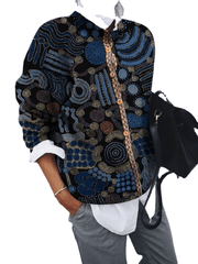 brushed geometric print cardigan top, view 3 - MRSLM