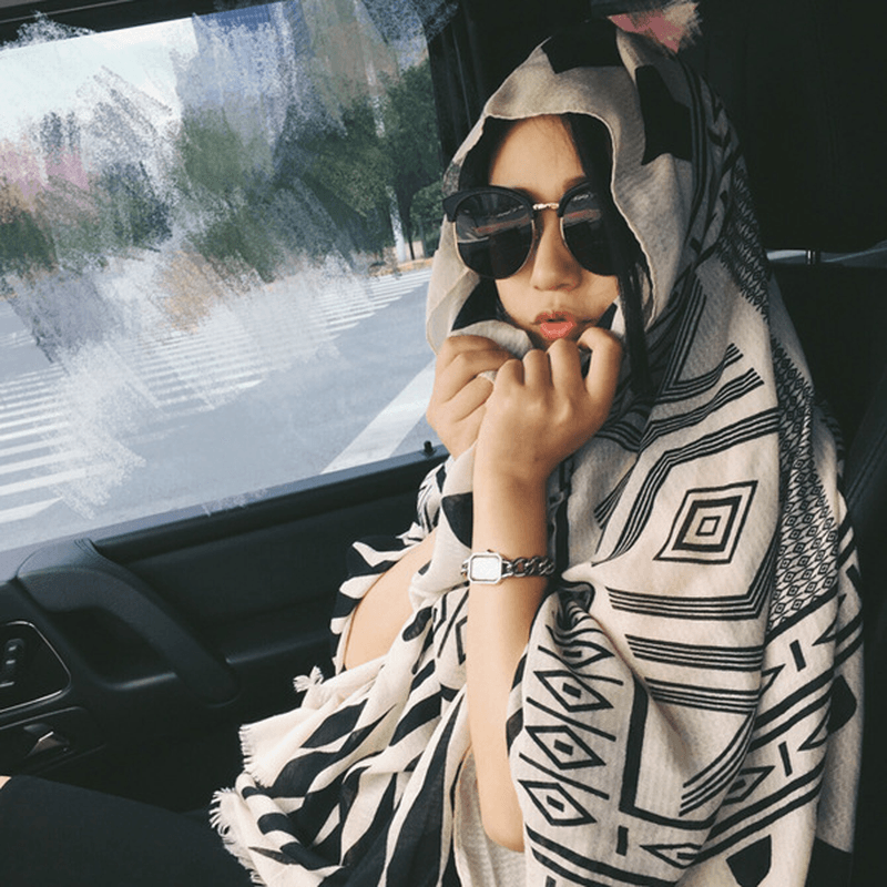 fringed ethnic cotton linen scarf, view 18 - MRSLM