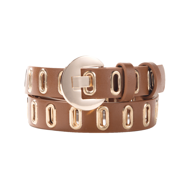women's punk style decorative pin buckle belt, view 4 - MRSLM