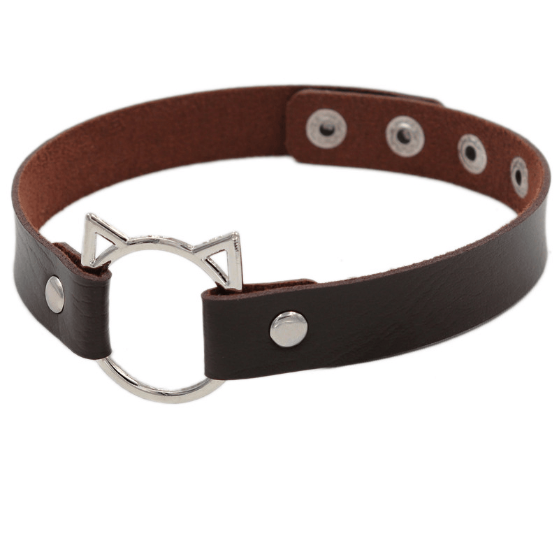 Punk leather collar choker, view 4 - MRSLM