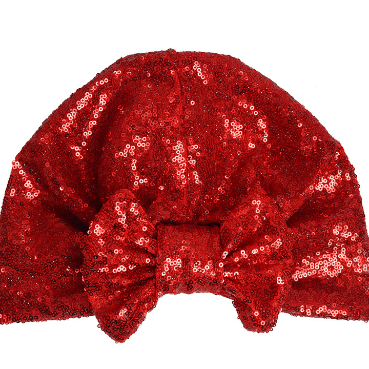 Ladies Fashion New Sequin Bow Bandana Hat - MRSLM