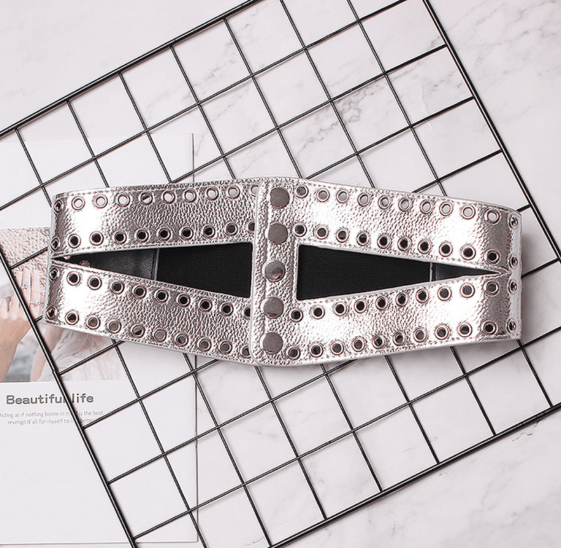 Women's rivet elastic wide waistband, view 4 - MRSLM