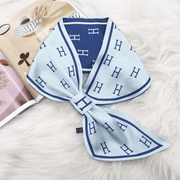letter print silk scarf, view 2 - MRSLM