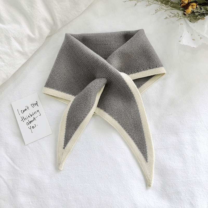 triangle knitted shawl scarf, view 9 - MRSLM