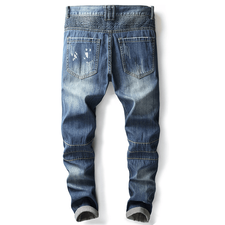 Nostalgic Motorcycle Jeans Small Straight-Leg Pants - MRSLM