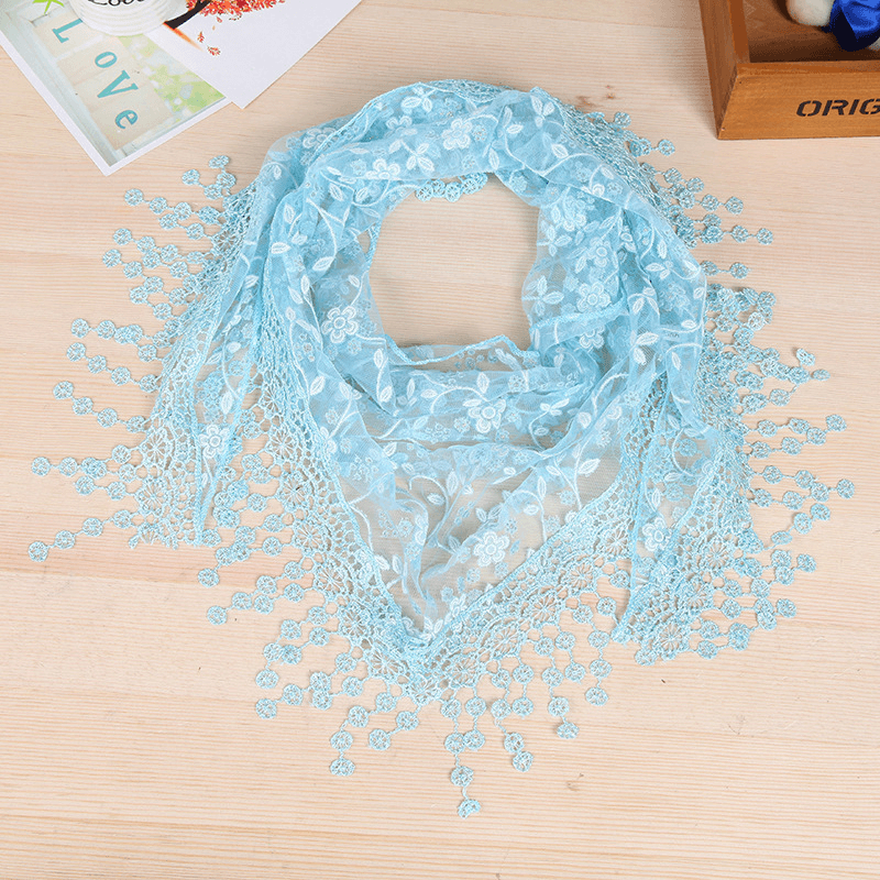 Women's lace fringed scarf, view 11 - MRSLM