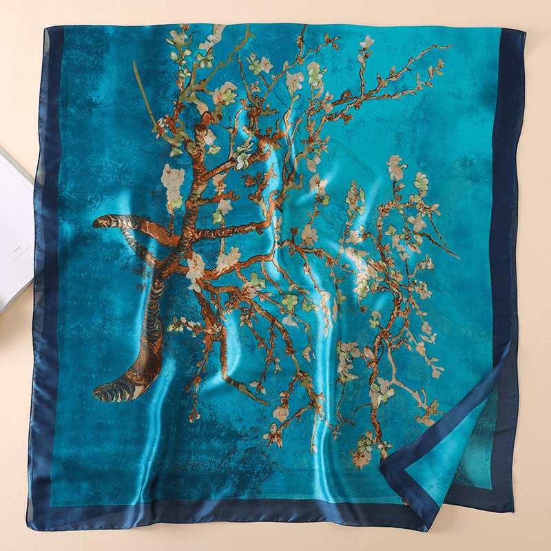 oil painting imitation silk print scarf, view 5 - MRSLM