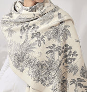 Imitation cashmere floral scarf, view 7 - MRSLM