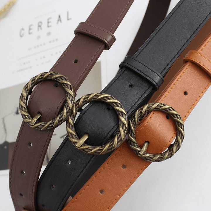 Women'S Bronze Sun Buckle Vintage Decorative Belt - MRSLM