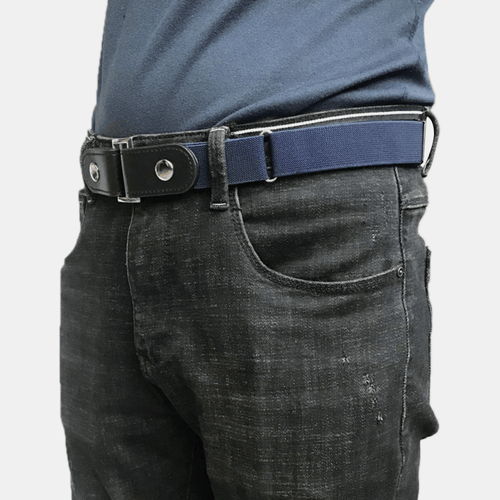 Men PU Leather Adjustable Slim Elastic Invisible Dual-Usage Wild Jeans Belt - MRSLM