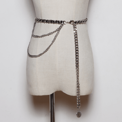 women's braided metal waist chain, view 2 - MRSLM