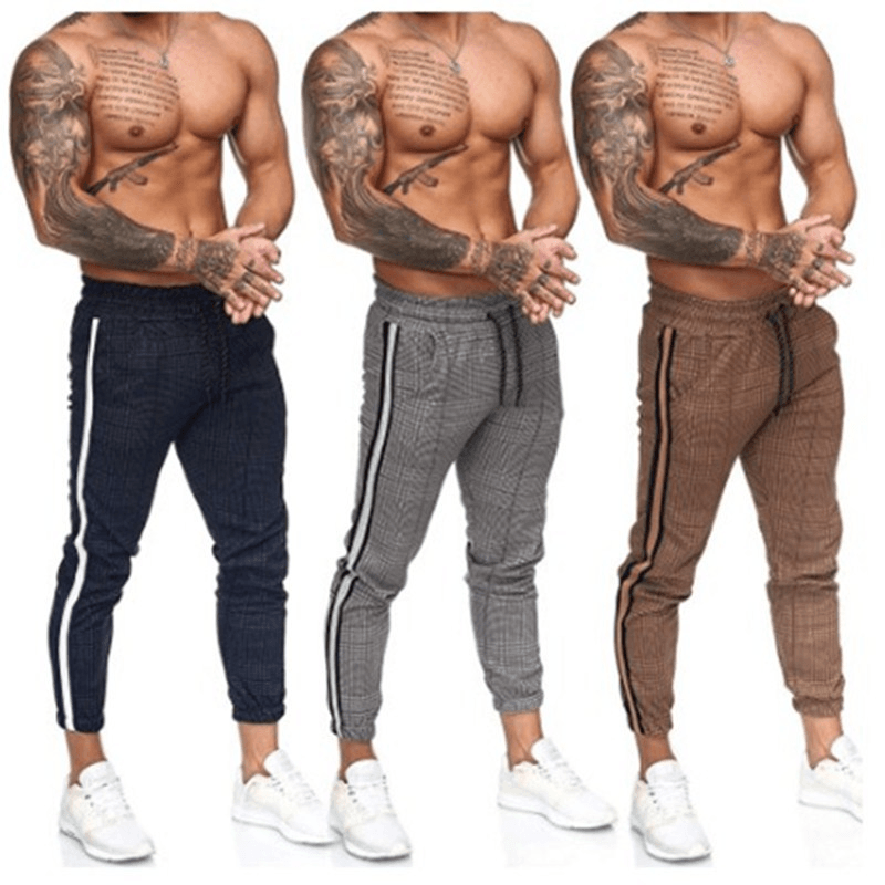 mens slim plaid pencil pants - MRSLM