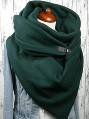 Women's green check fleece scarf, view 2 - MRSLM