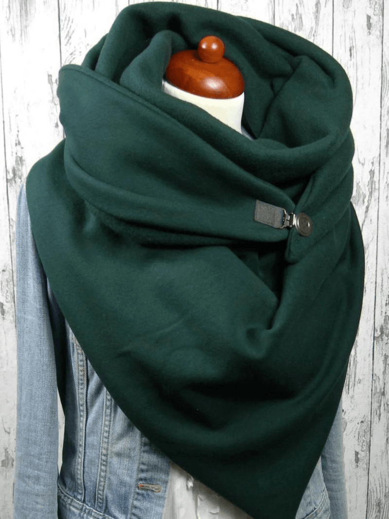 Women's green check fleece scarf, view 2 - MRSLM